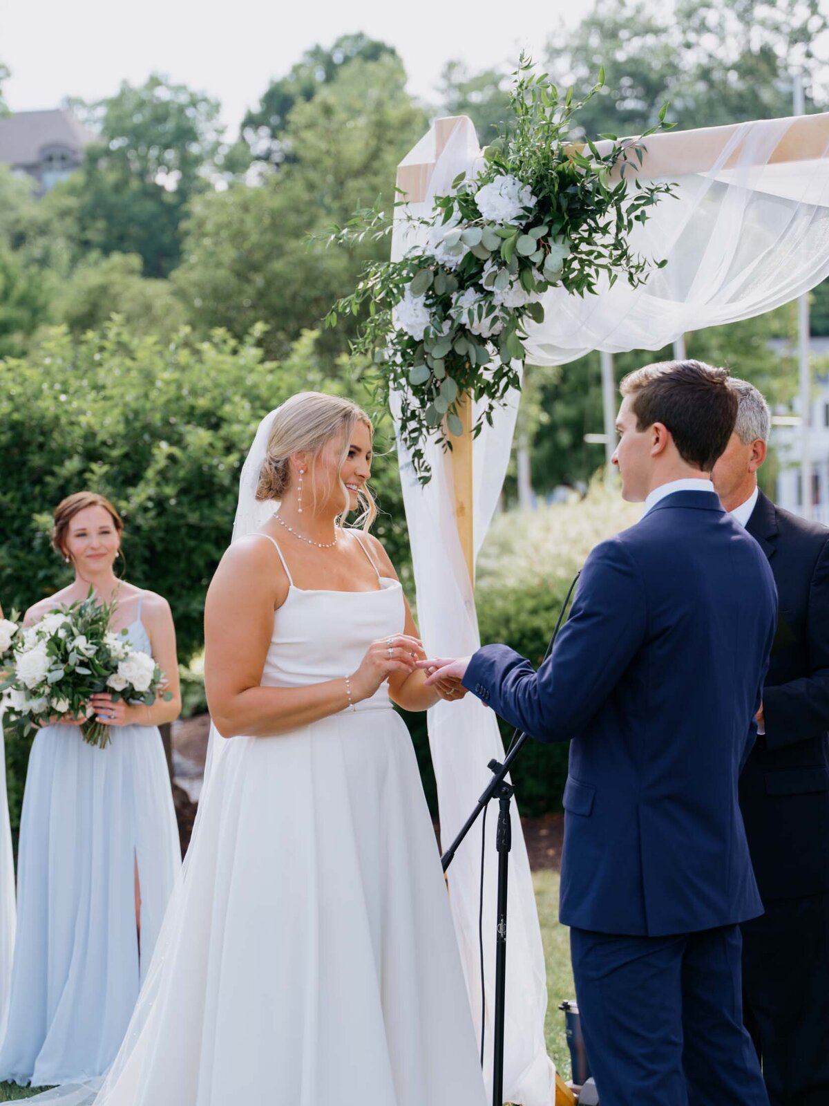 Wedding ceremony at Cleveland Yachting Club with lake views
