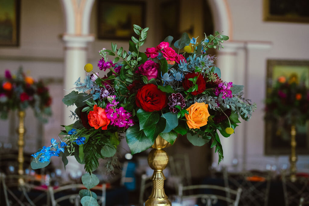 tall wedding centerpieces jewel tones