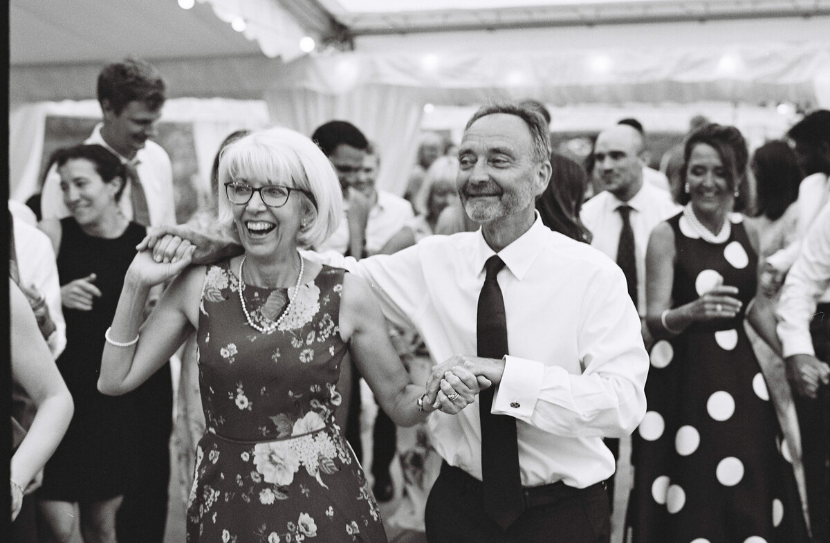 Ceilidh dancing at Devon marquee wedding