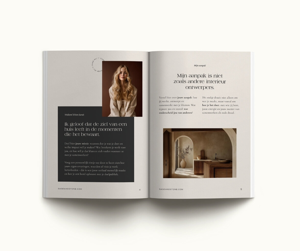 Brochure template voor interieurontwerpers Sage & Stone 6