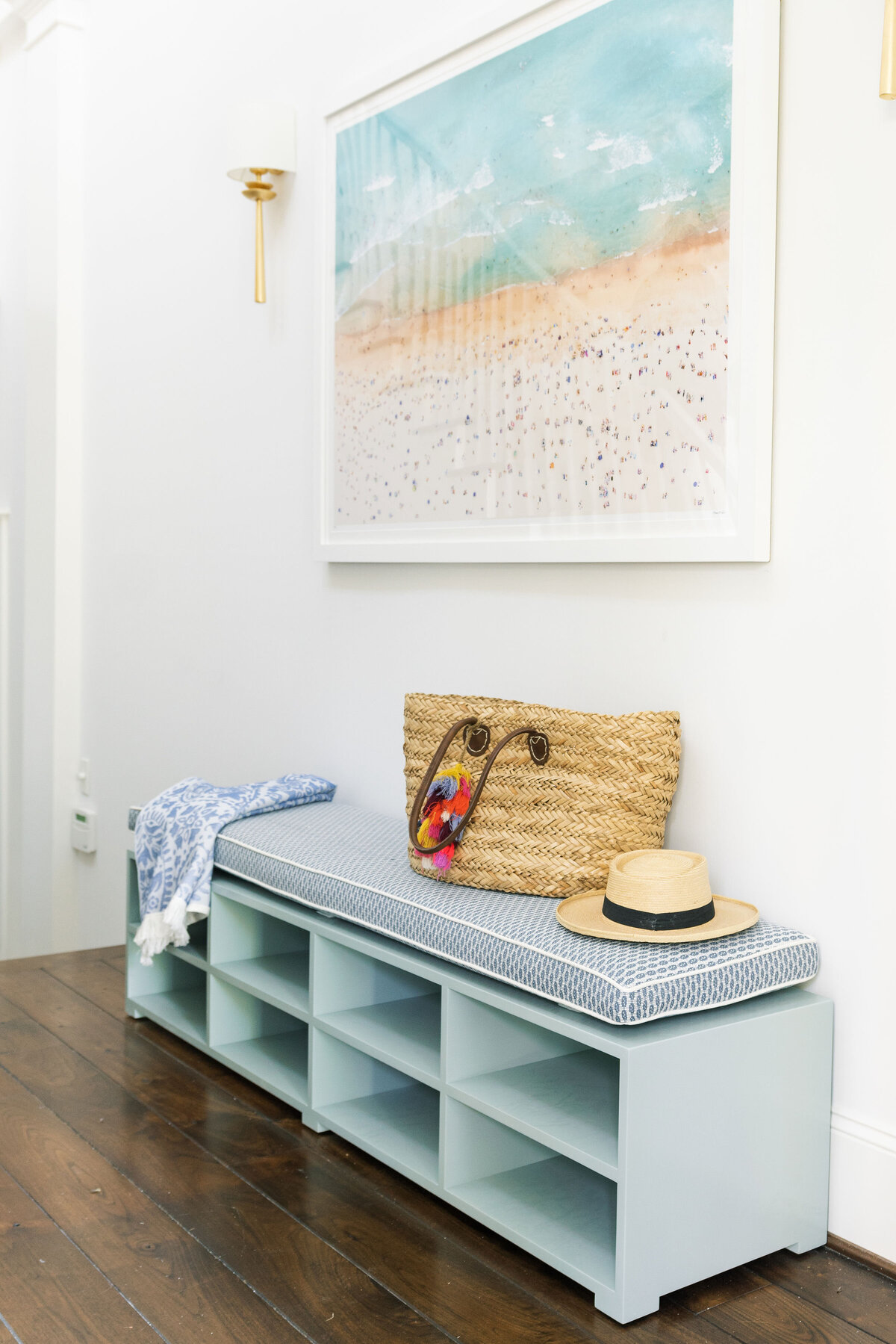 oyster creek studios galveston beach remodel shoe console entryway