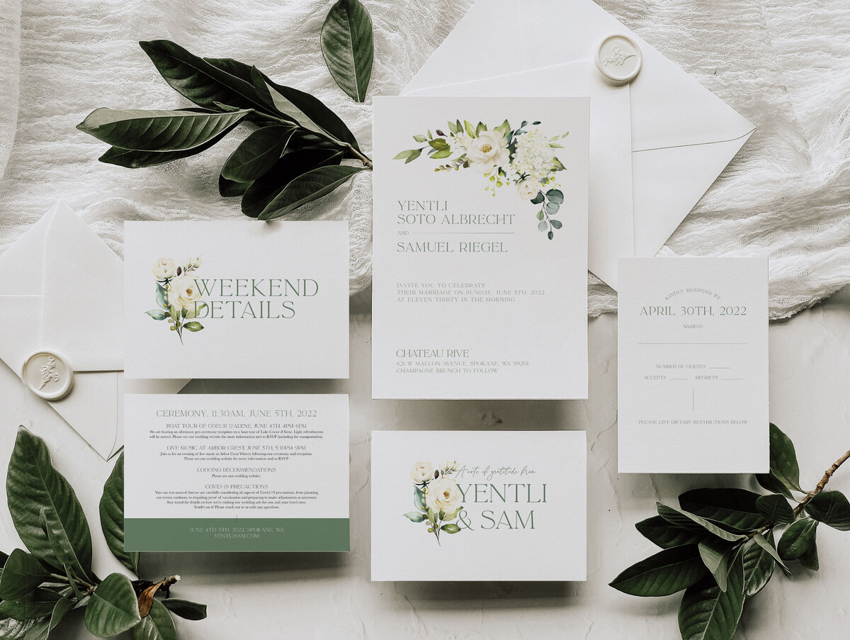 Boston Wedding Stationer Greenery Suite Y+S