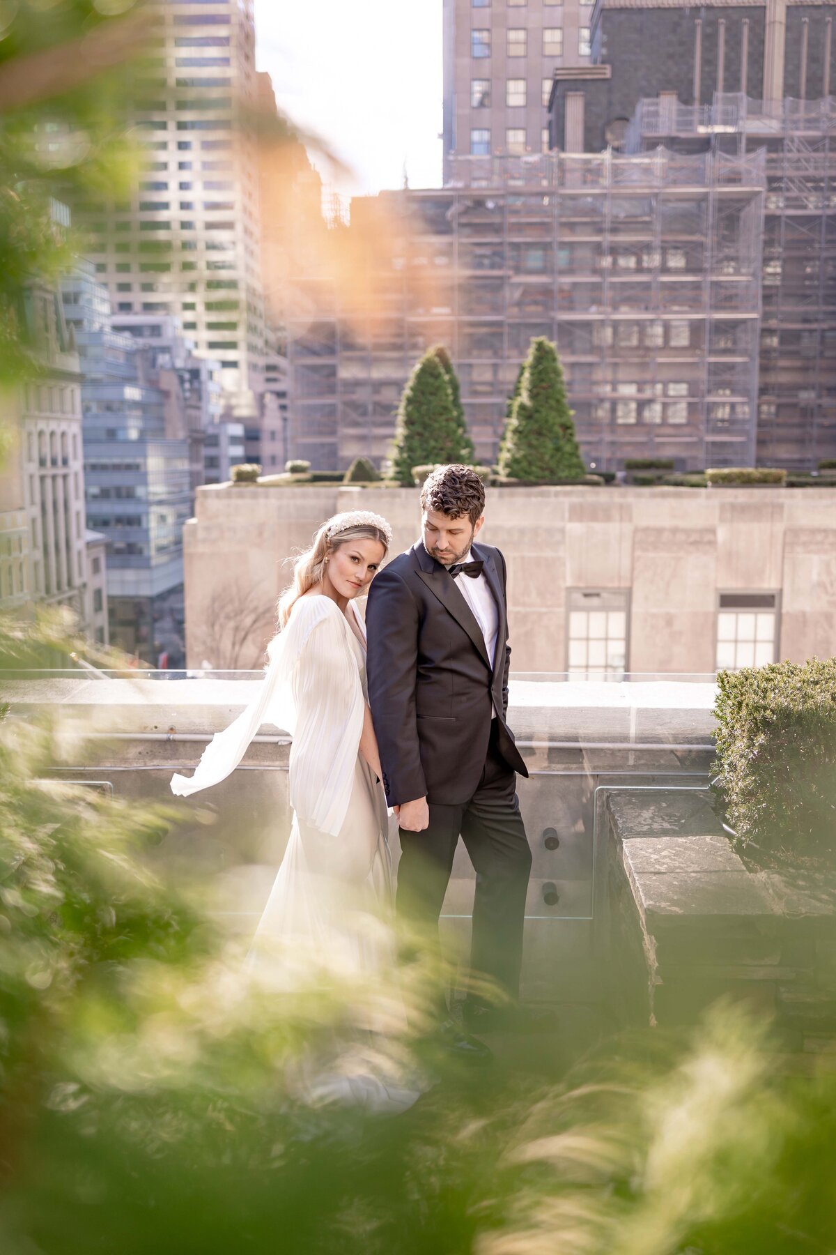 Dreamy photograph of a bride and groom