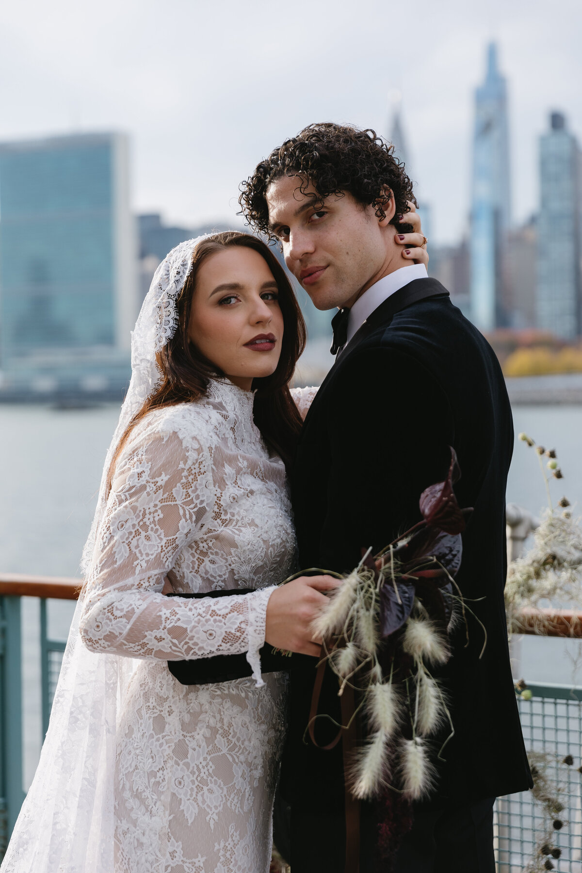 meredith-michel-editorial-wedding-closeup-couple-portrait-lace-veil