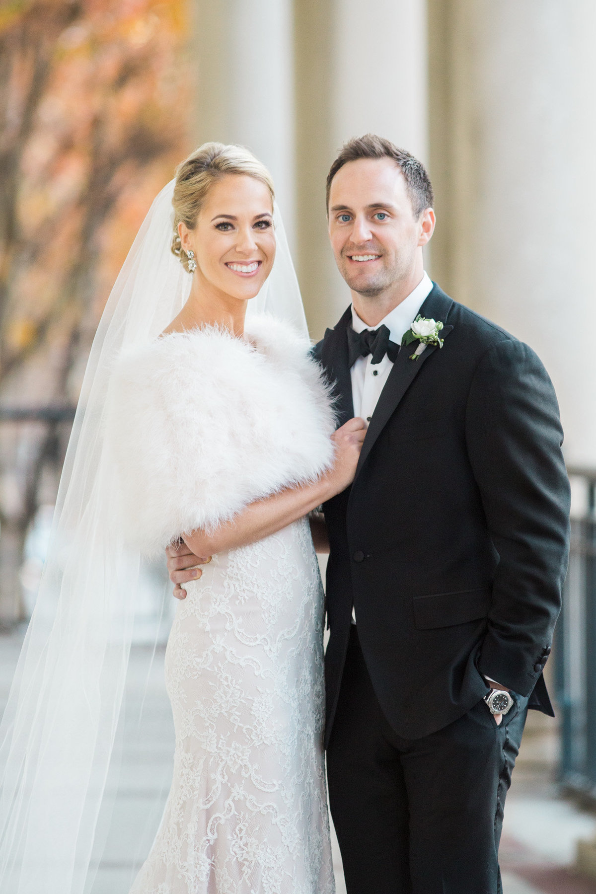 Bride and Groom portrait at the Biltmore Ballrooms in Atlanta, Georgia.  Photo by top photographer, Rebecca Cerasani.