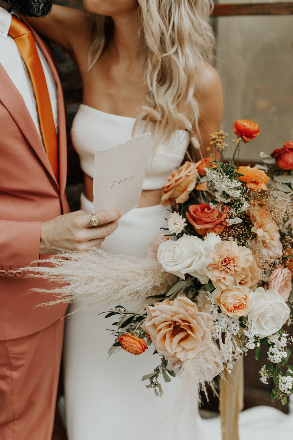 Boho organic wedding flowers Portland Oregon Florist pampas grass bouquet