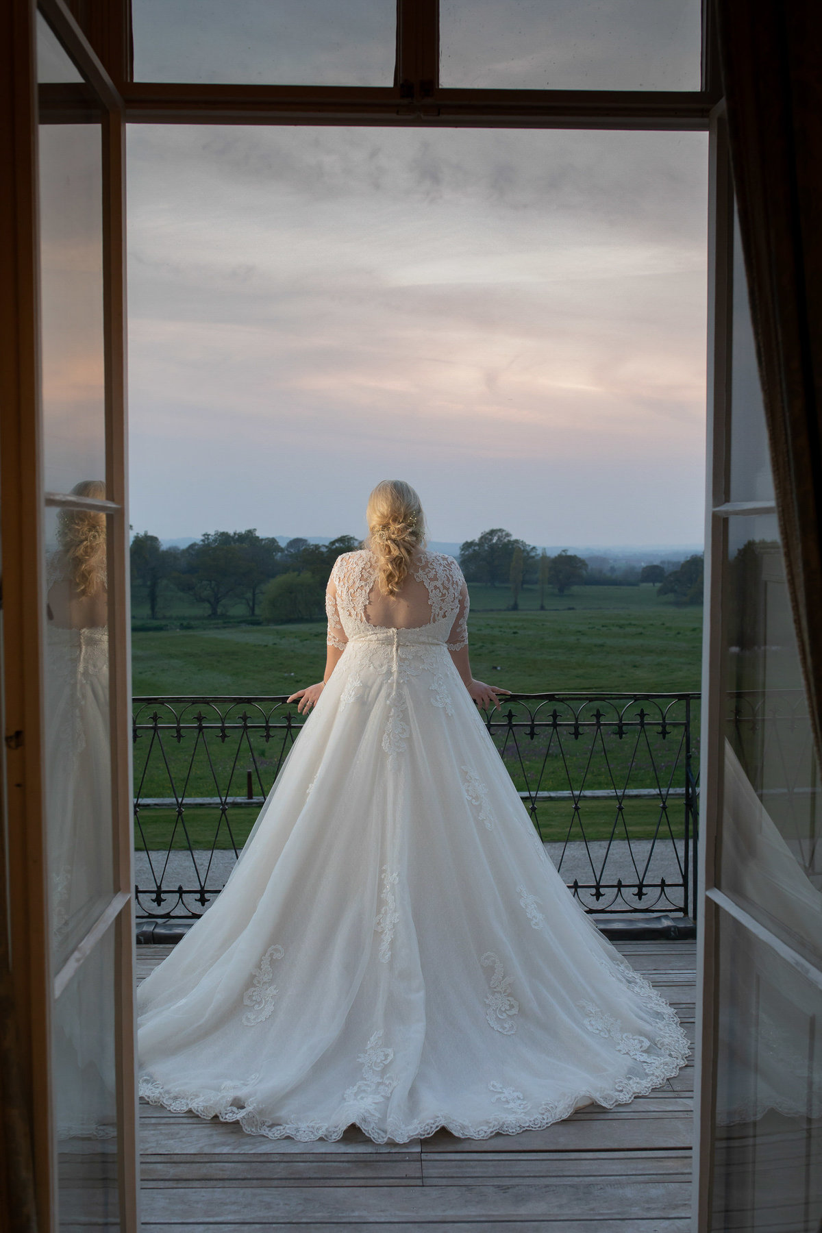 Bride at Sunset at Rockbeare Manor devon_