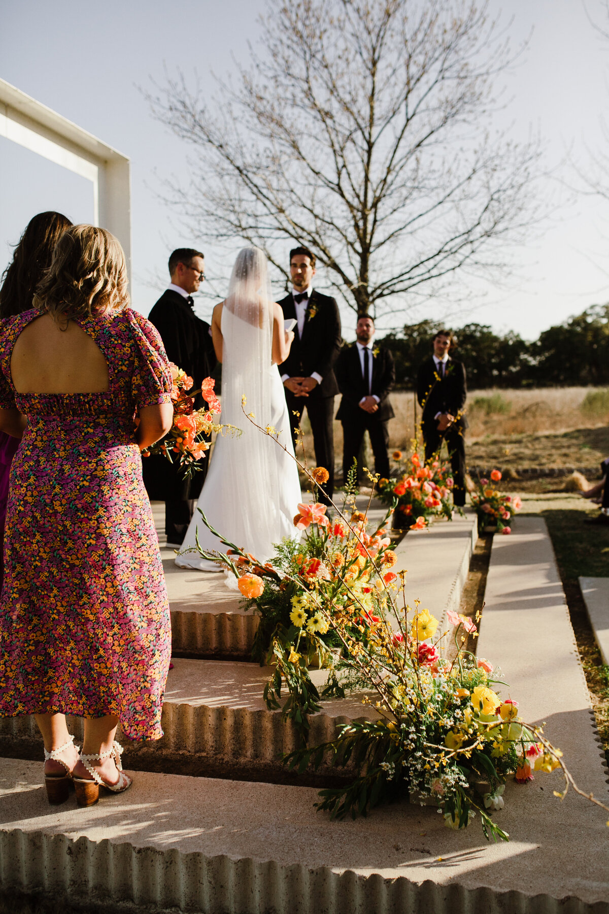 Bride and groom exchanging vows at Prospect House, Austin