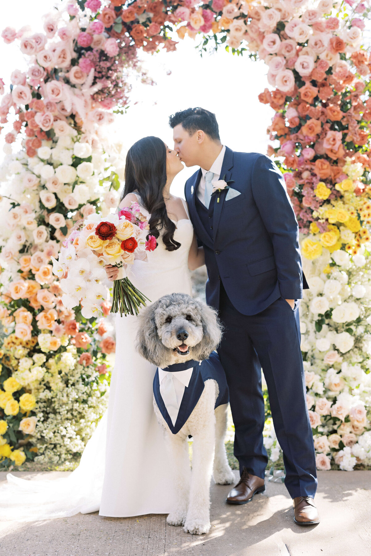 Bride and groom first look at Four Seasons Hotel Austin, with their dog