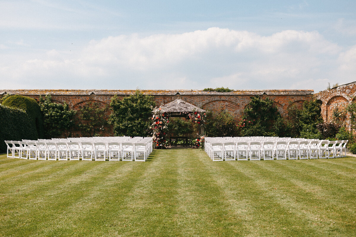Walled Garden ceremony set up at Kingston Estate