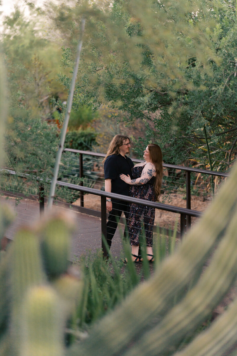 engaged-couple-bridge-desert-botanical-garden