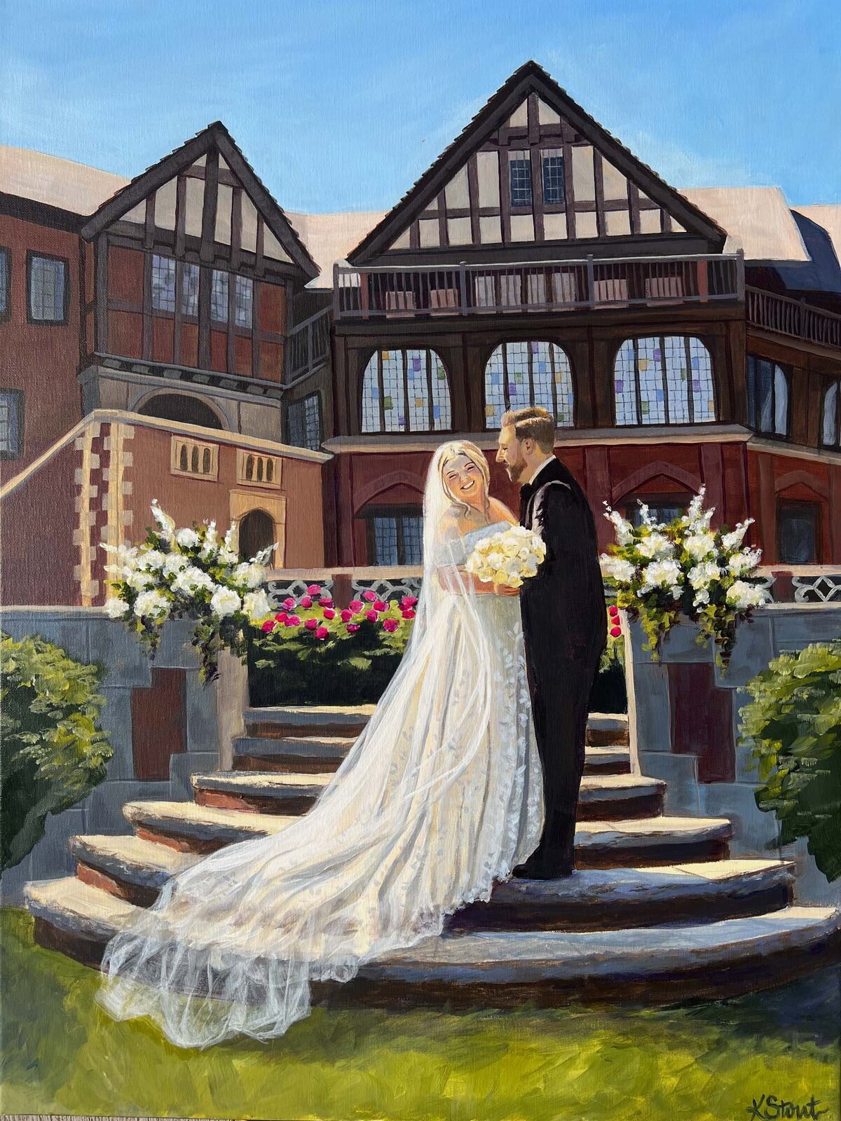 Rollins Mansion Des Moines Iowa Live Wedding Painting
