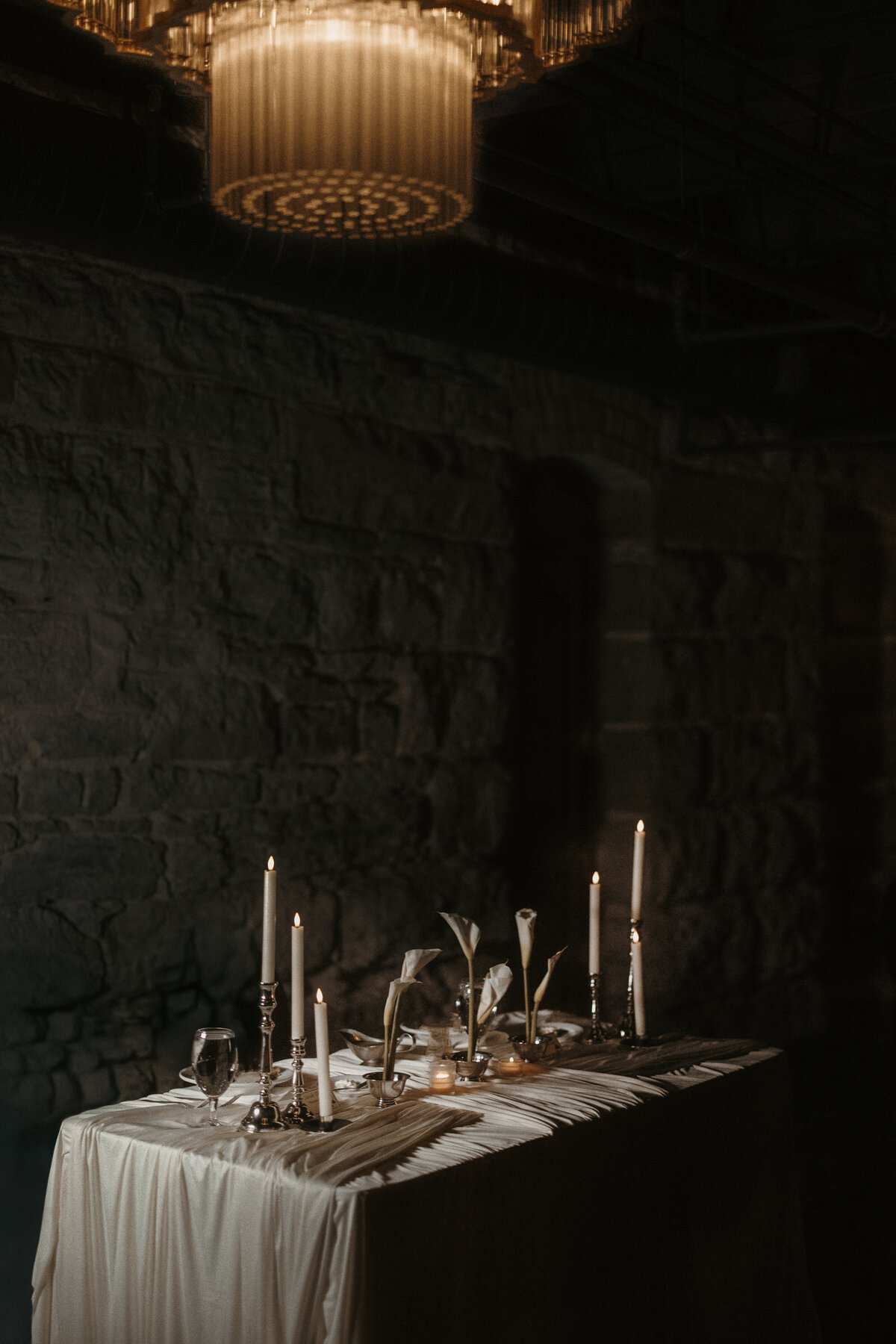 A candlelit tablescape for a Palestinian wedding in saint paul Minnesota by Clewell Photography