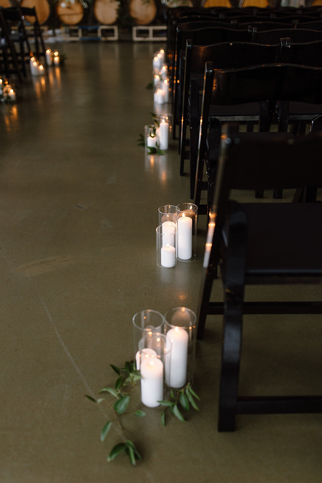 candles down aisle wedding