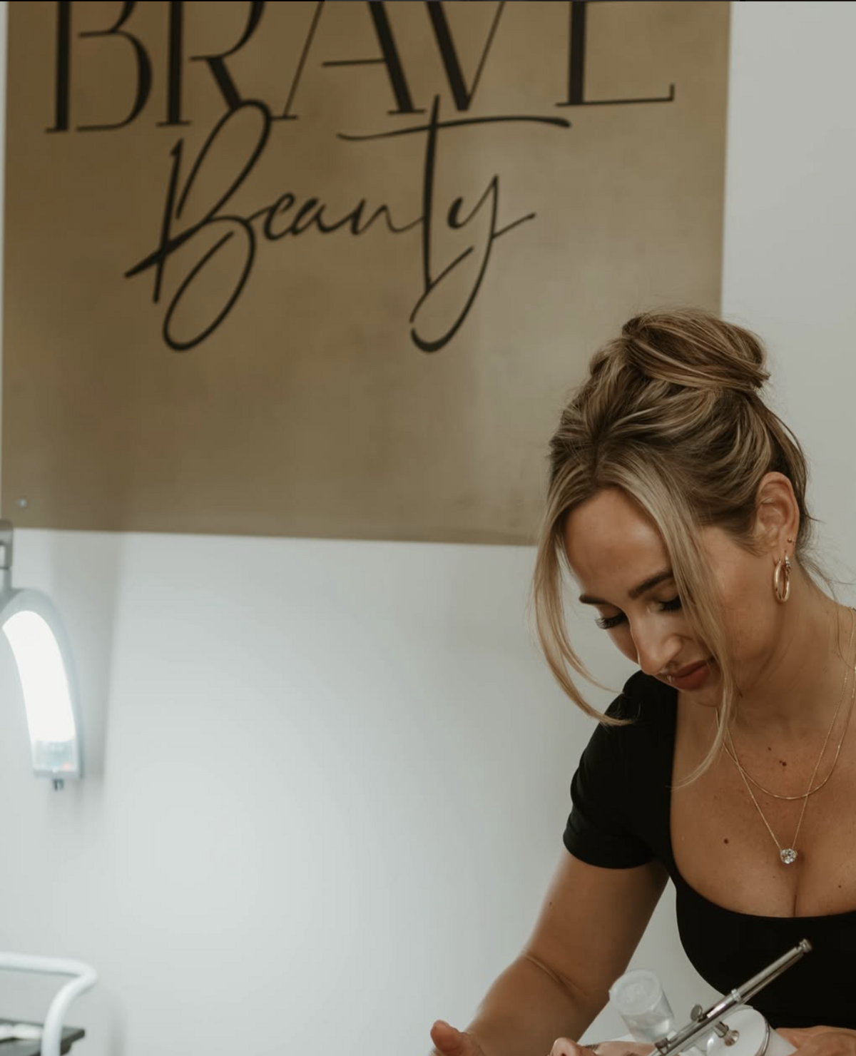 This close-up captures the personalized care of a skincare treatment, aligning with the inner beauty focus of Brave Beauty Spa, promoted through their website design featuring their logo.