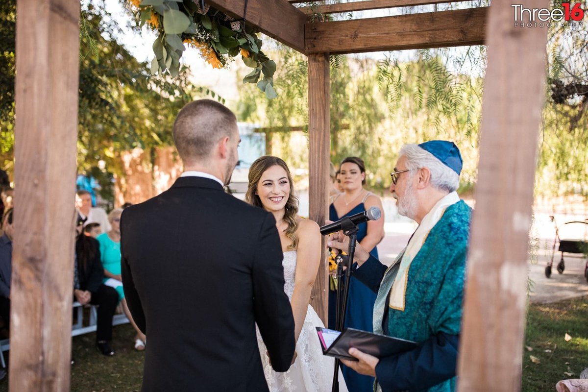 Rabbi performing wedding ceremony