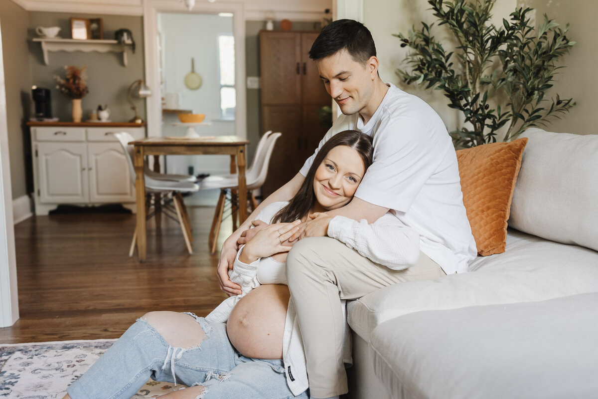Couples maternity portrait in Etobicoke home
