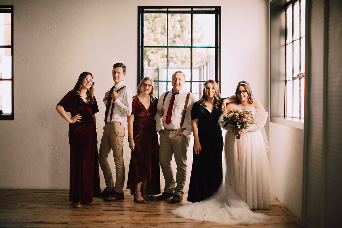 Wedding party poses at The Tinsmith