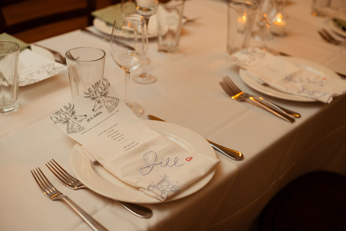Wedding tablescape with custom name napkins