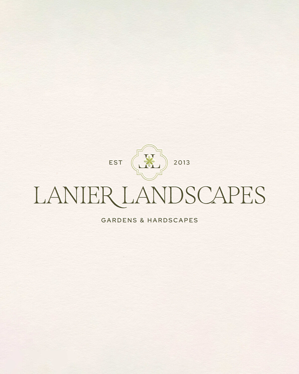 Elegant brand logo with serif typography and floral emblem, designed for premium gardening and landscaping businesses.