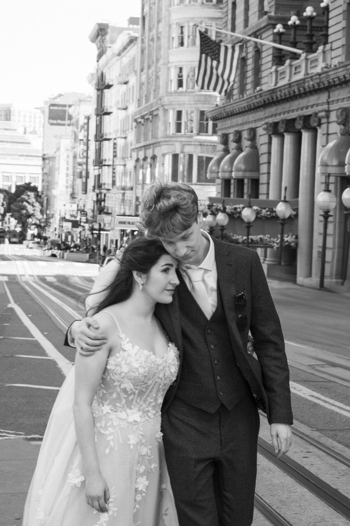 Bride and Groom in China Town in San Francisco, California