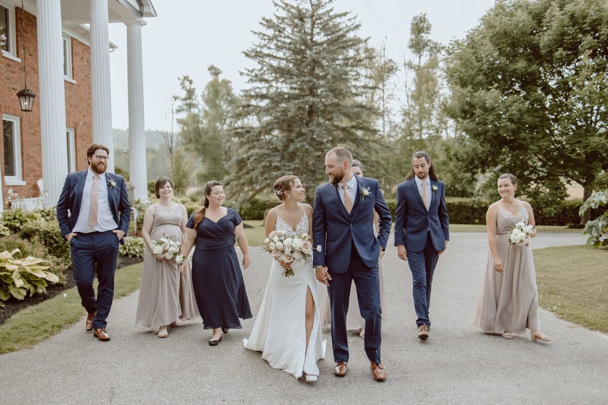 wedding party walking together