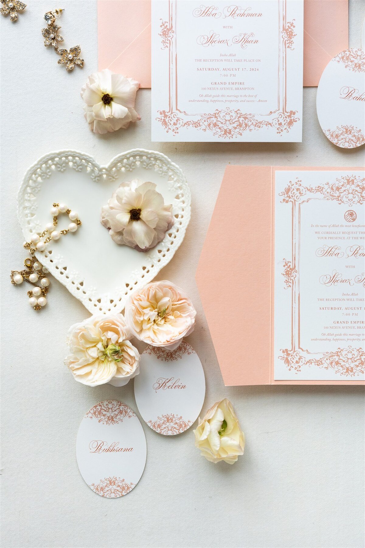 Peach Pocket-fold Wedding Invitation 12