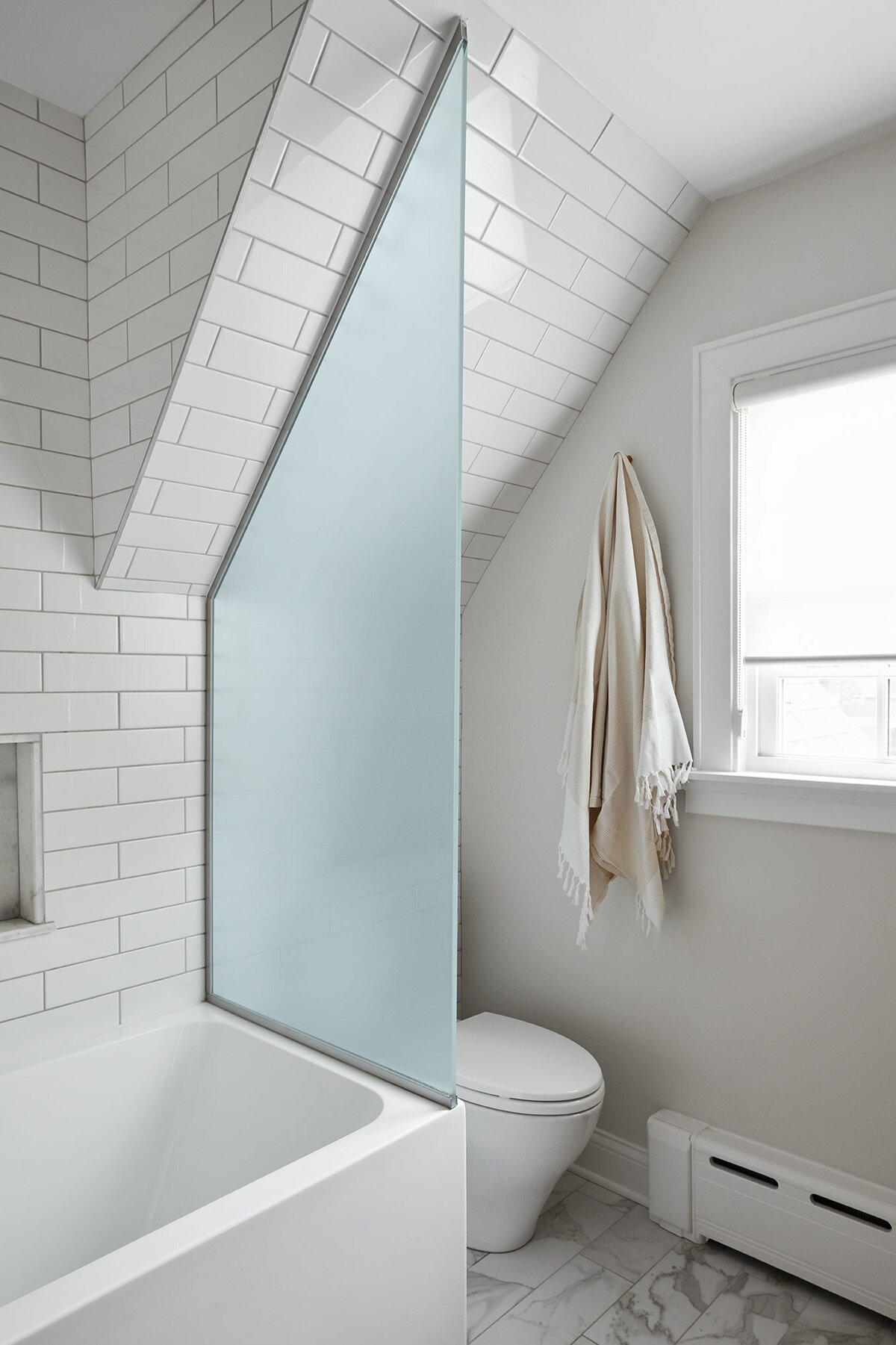 Bathroom with white tiles