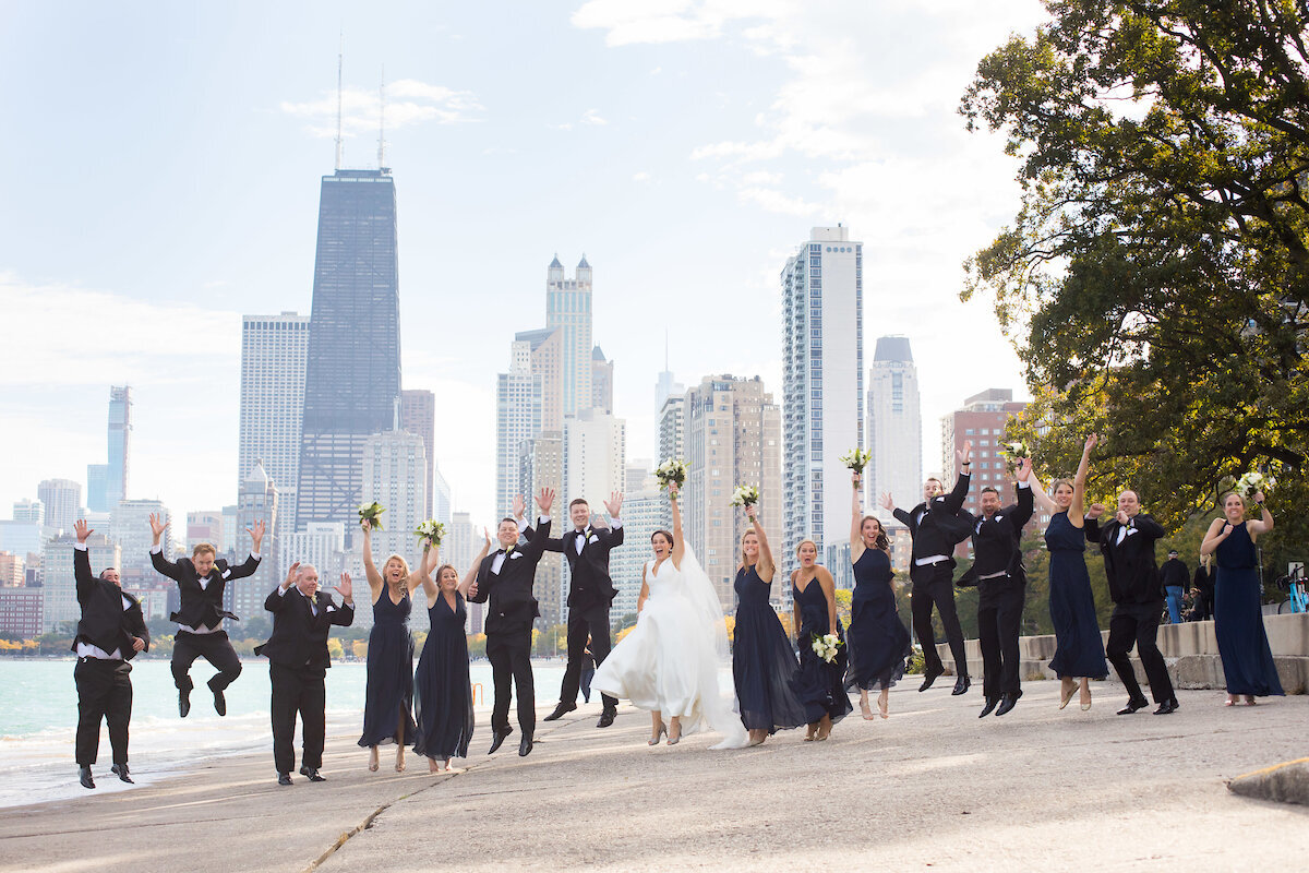 Chicago-Skyline-Wedding-Party-Jump