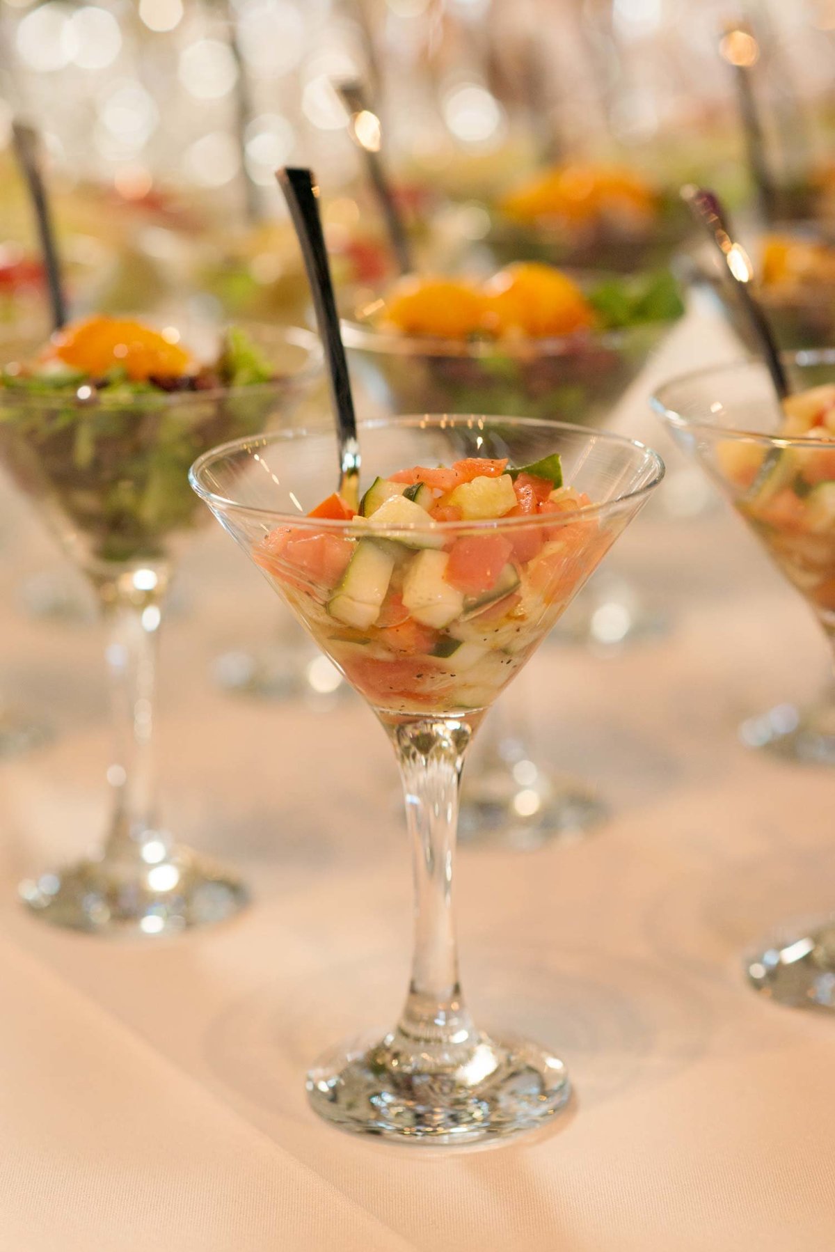 Hors d'oeuvres in martini glasses at Hempstead House