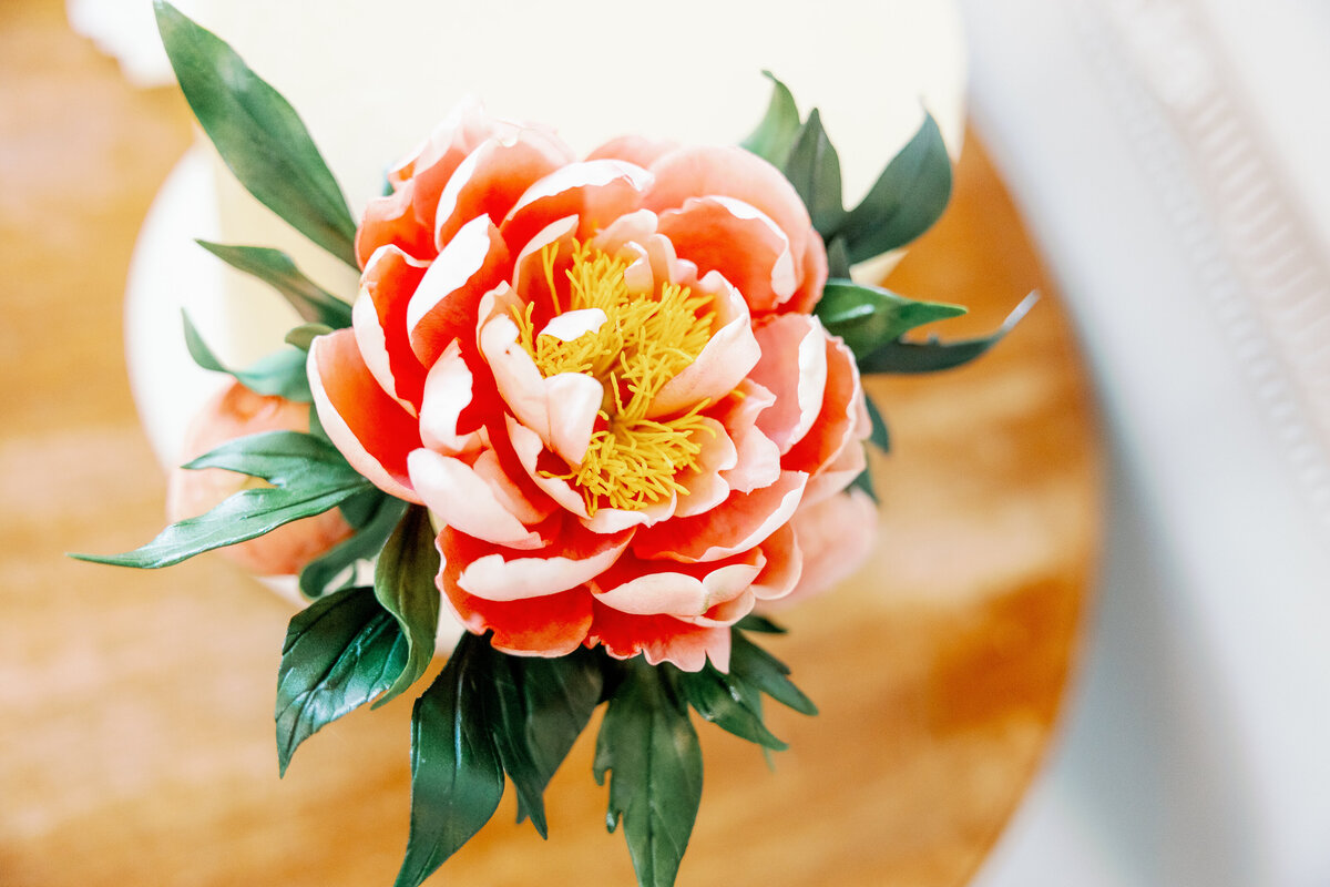Luxury nature inspired wedding cake designer vanilla Spice Cake Studio Northamptonshire colourful sugar craft orange peach peony