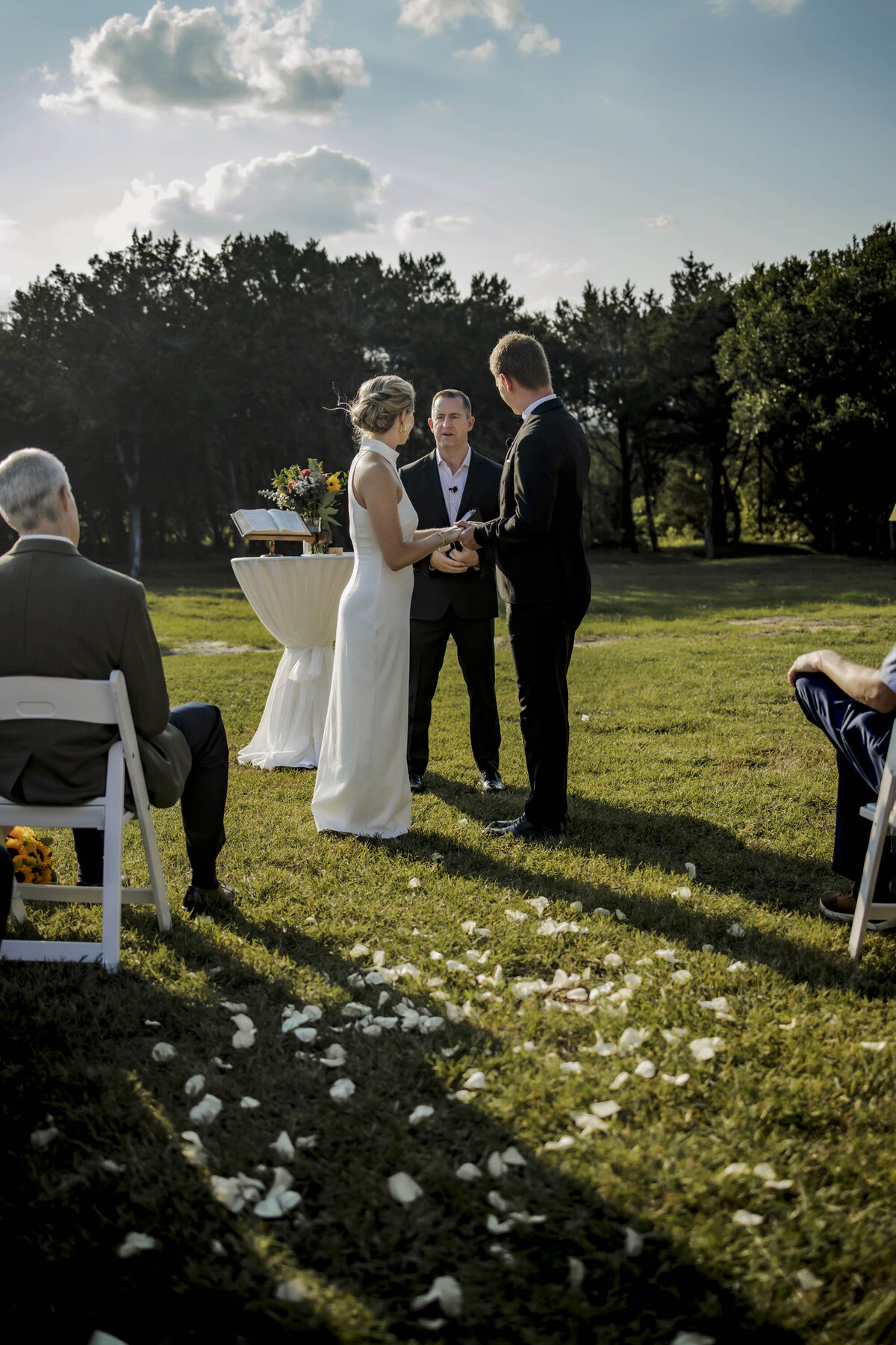 a bride and groom at the alter in central texas