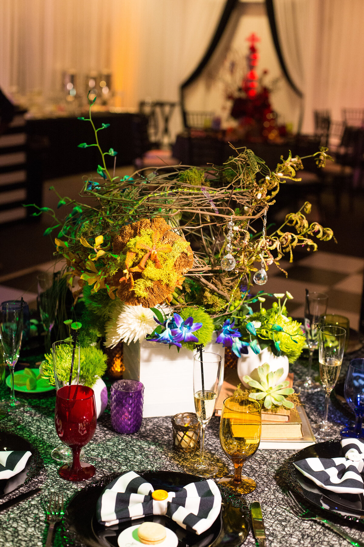 32 - Dali Museum St. Pete Wedding Reception Alice in Wonderland Centerpiece - Tampa Bay Wedding Planner