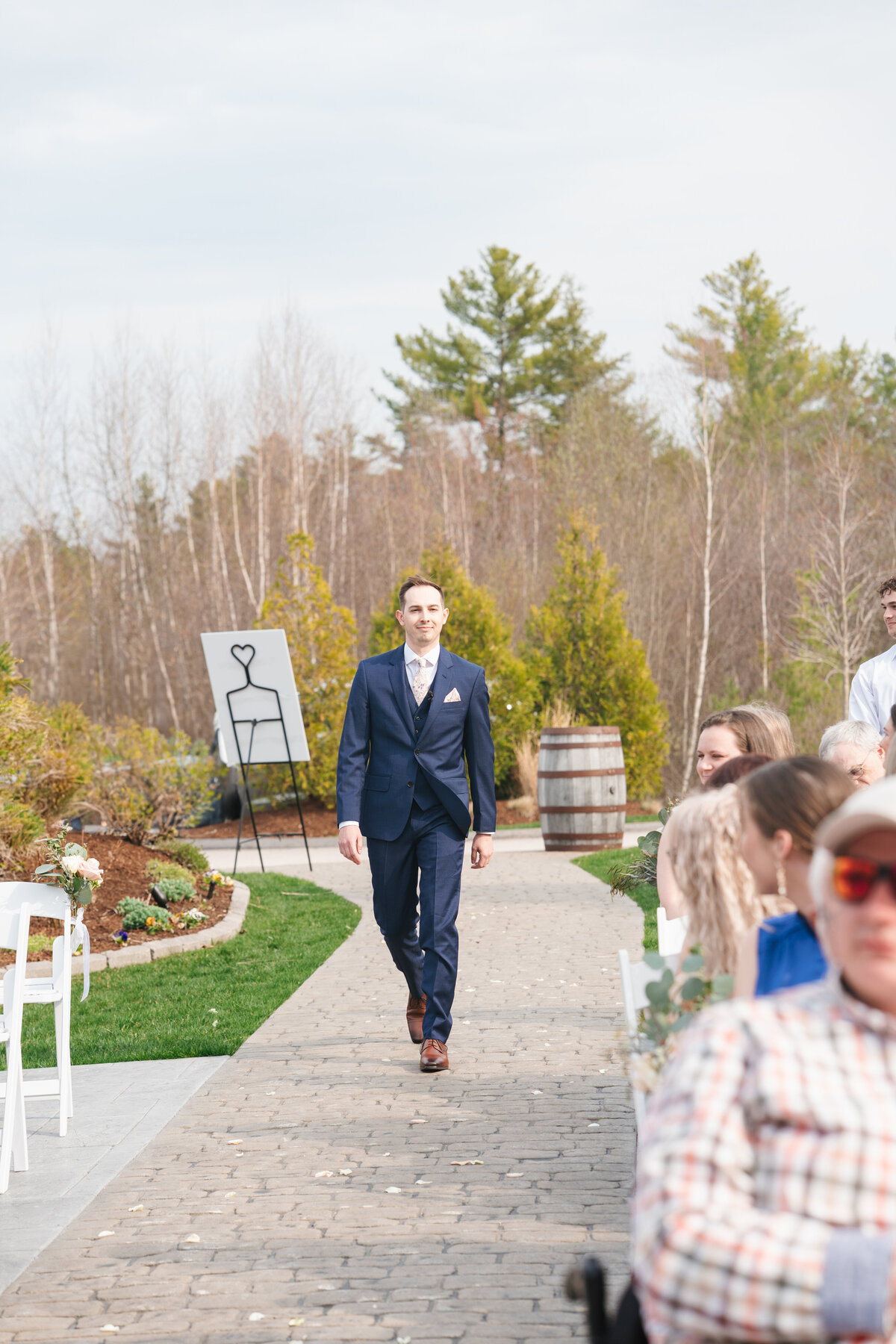Extended family gathered for group wedding photos

