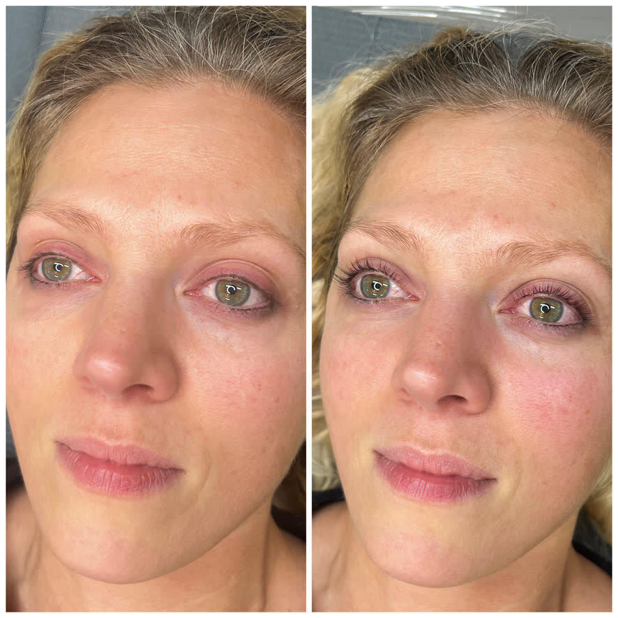 before and after compares lash lift