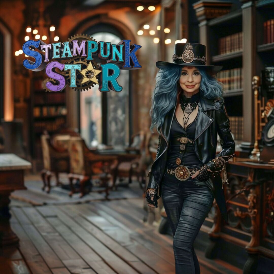 Steampunk Star's Branded Character Image with Logo