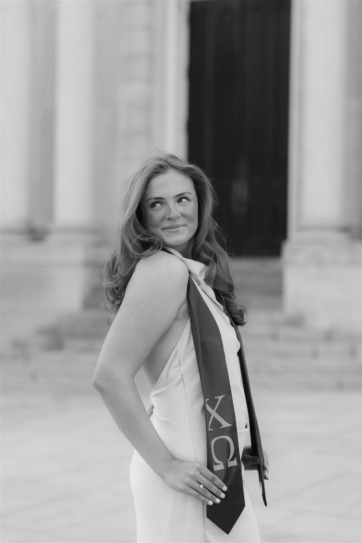 Timeless Black and White Cap and Gown Portrait