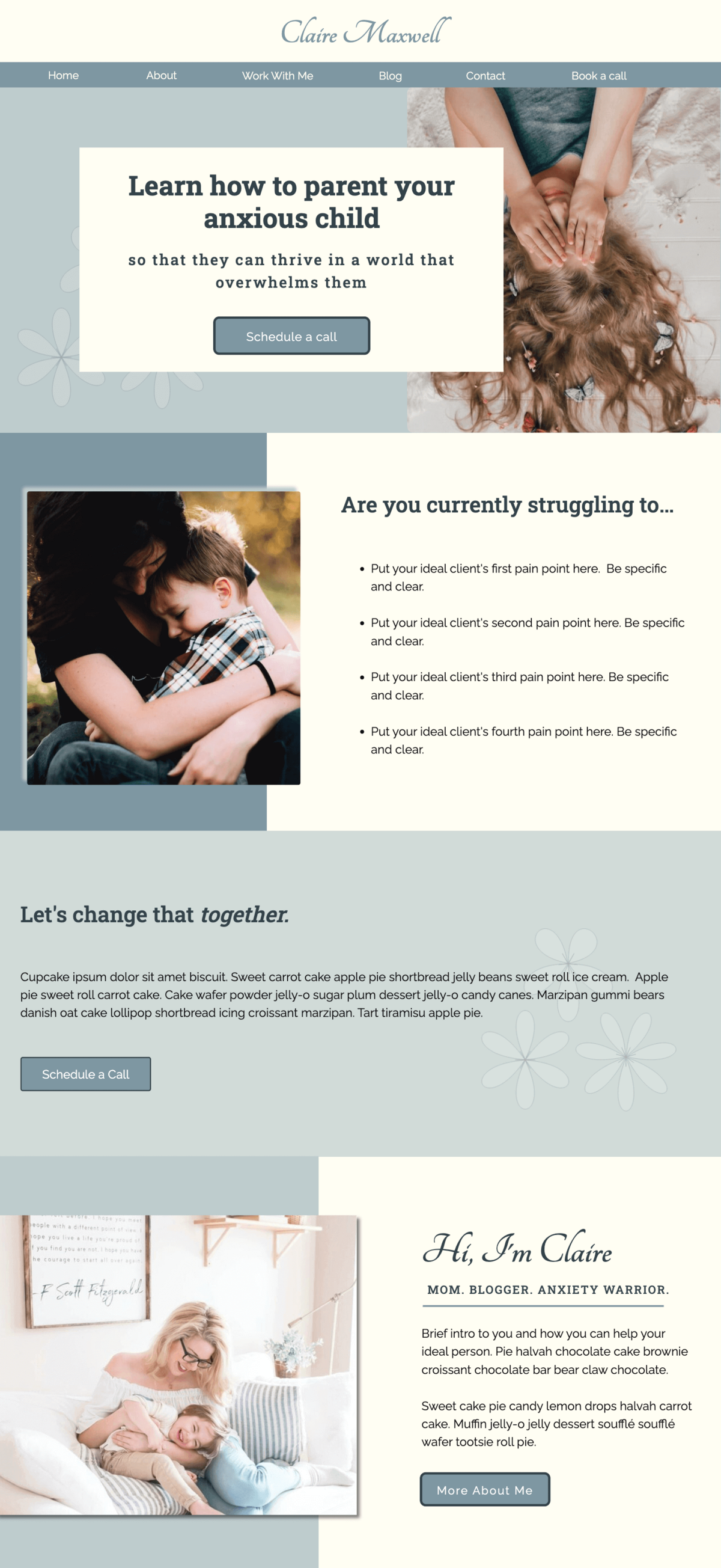 Preview of home page of showit template Lily Anne