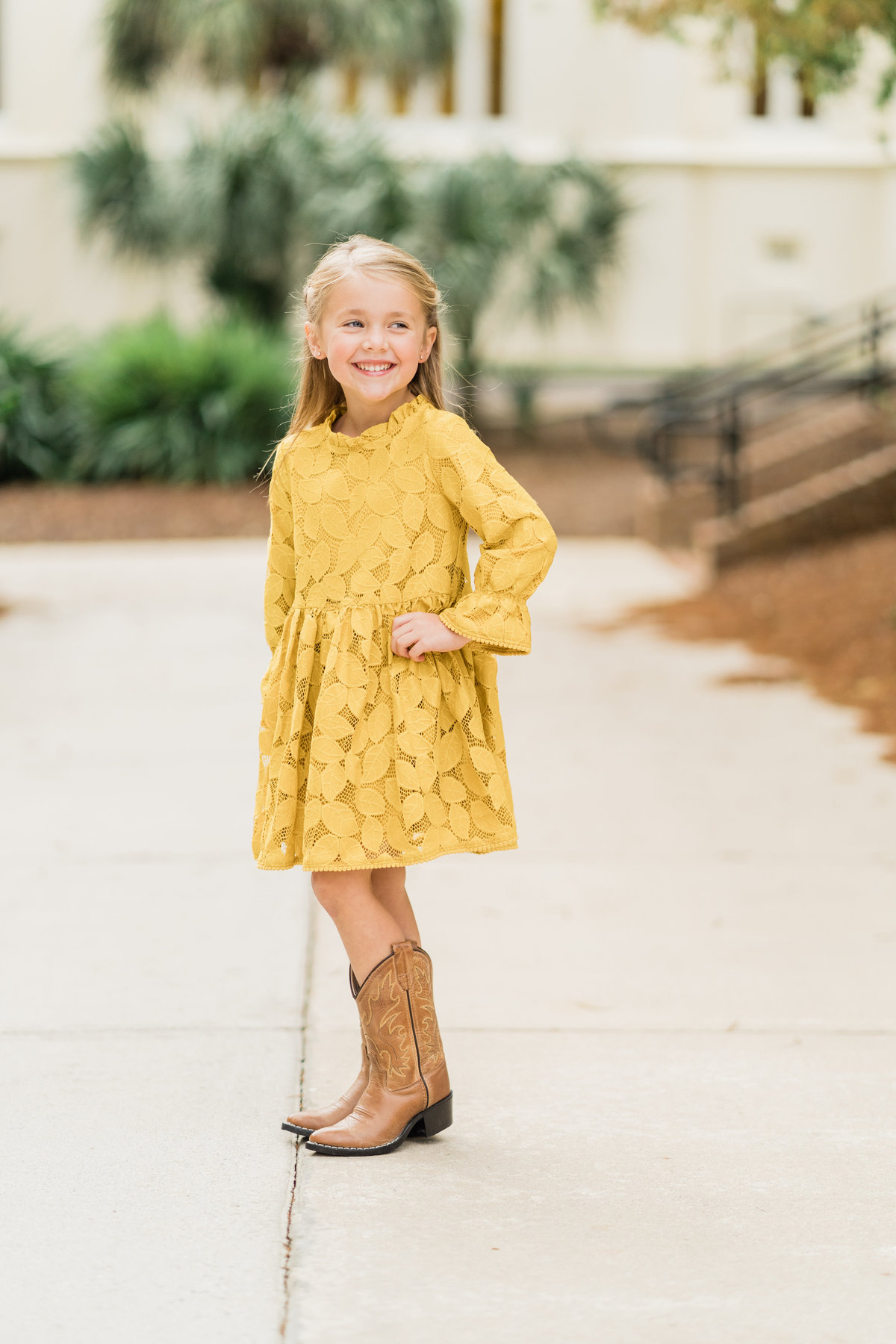 Girl in yellow dress in park in Alabama