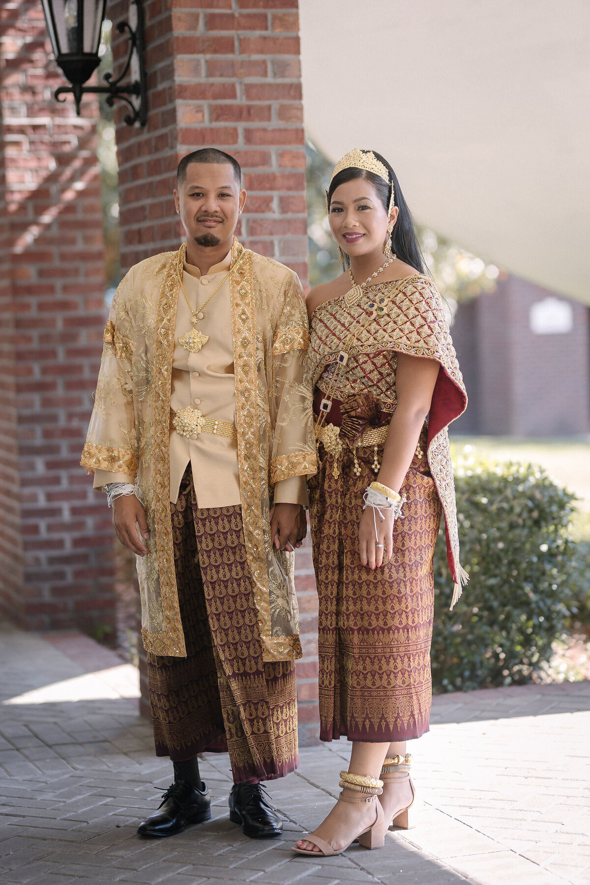 Bride and Groom in Traditional Khmer Wedding Ceremony Outfits | Khmer Wedding Photographer, Phavy Photography