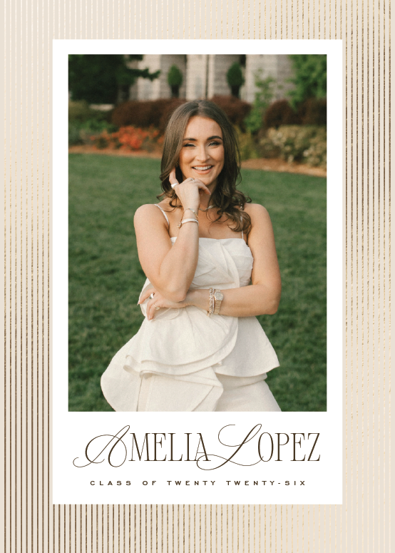 Foiled Stripes | Graduation Announcement by Amanda DeWoody of Poised Avenue