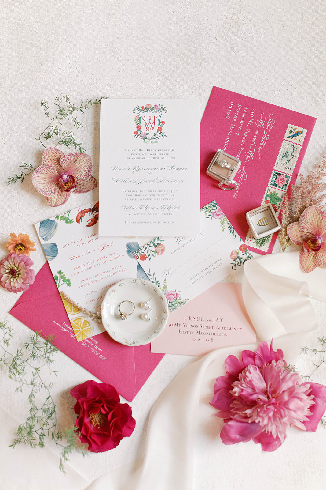 Custom Wedding Invitations for Summer Floral Wedding