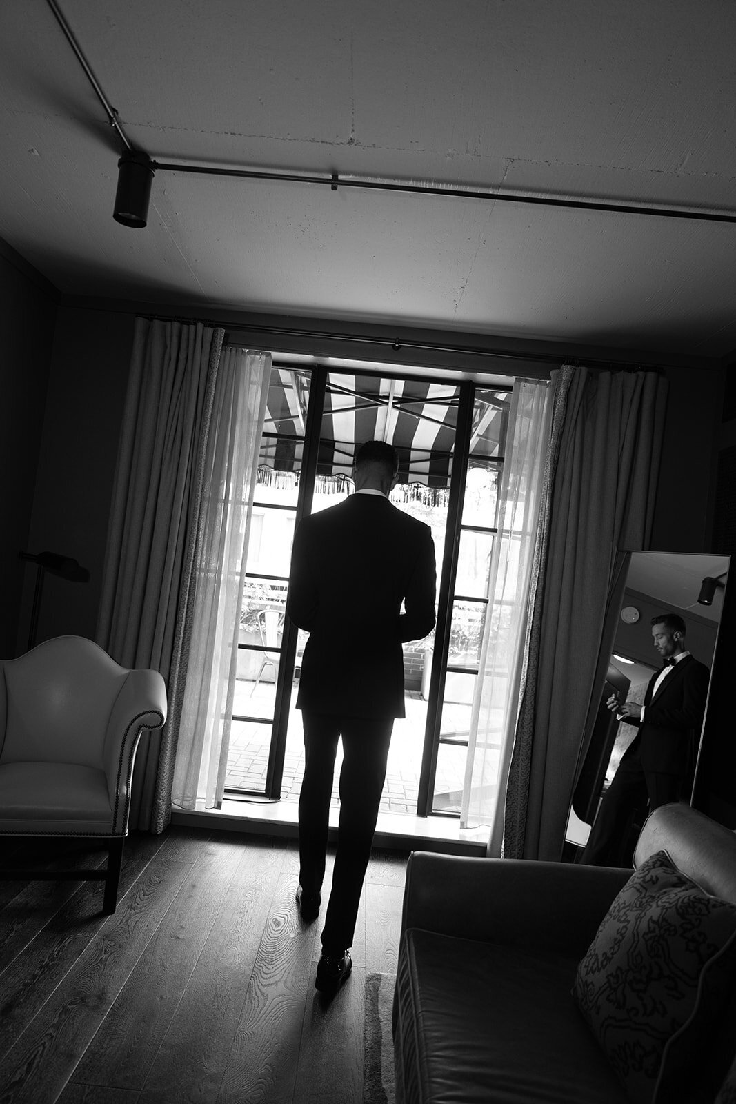 groom walks down the aisle terrace suite soho