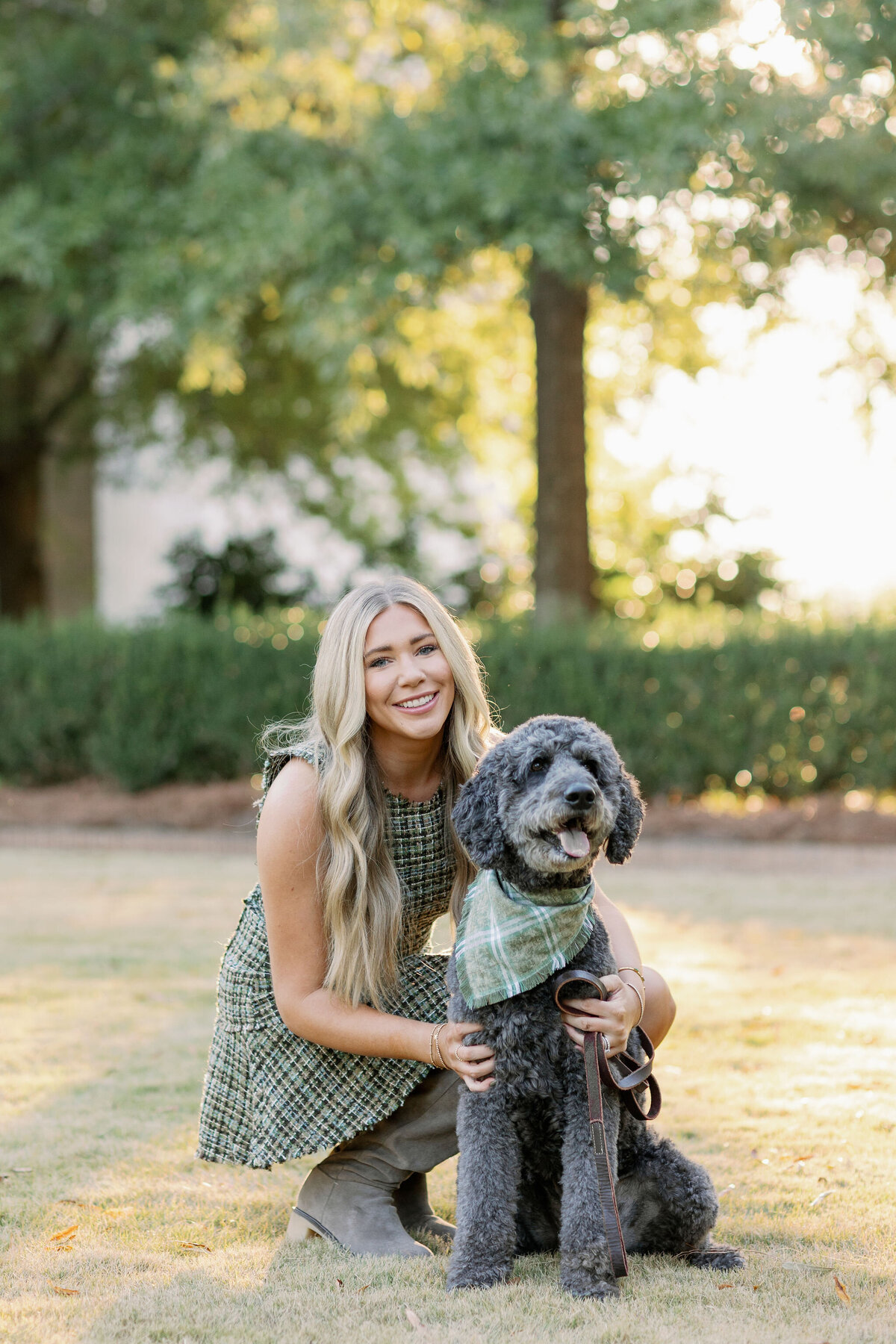 Woman smiling with her dog