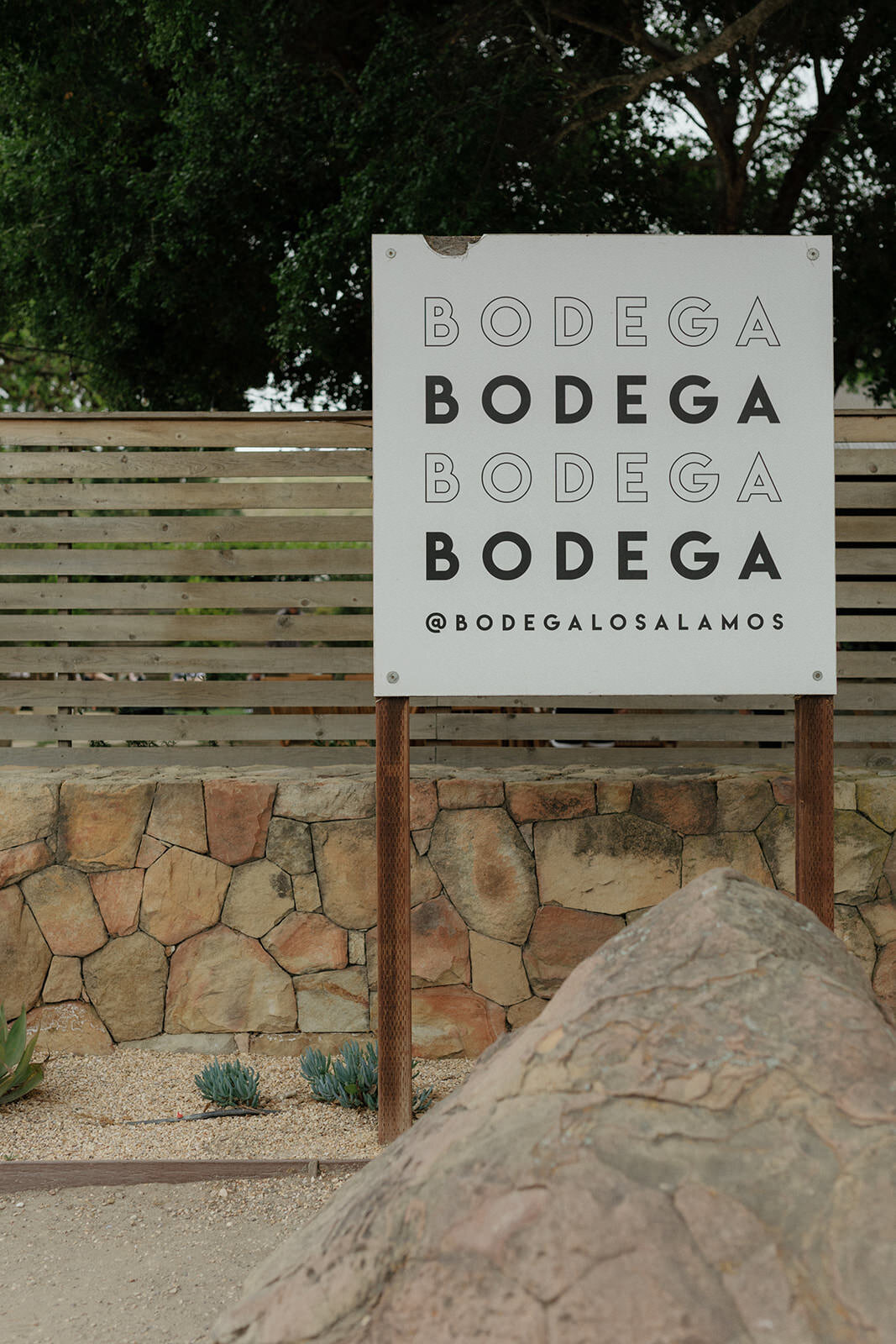 Retro motel chic wedding ceremony at Bodega Los Alamos - 2