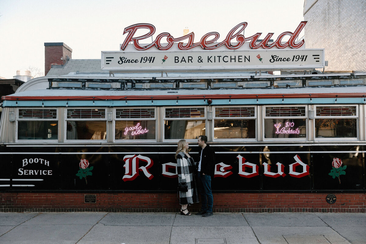 couple outside of diner in boston