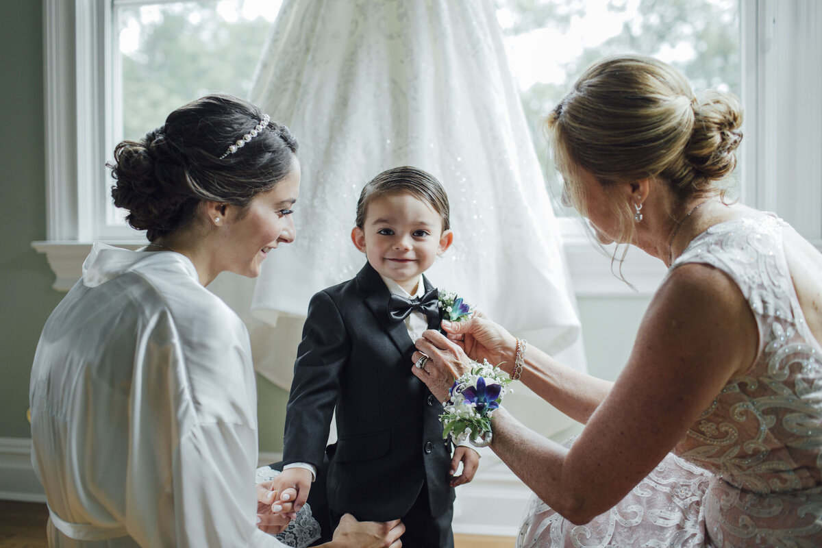 The Imperia Wedding Morning | Bride and Mother Dressing Young Boy | Somerset, New Jersey Photography