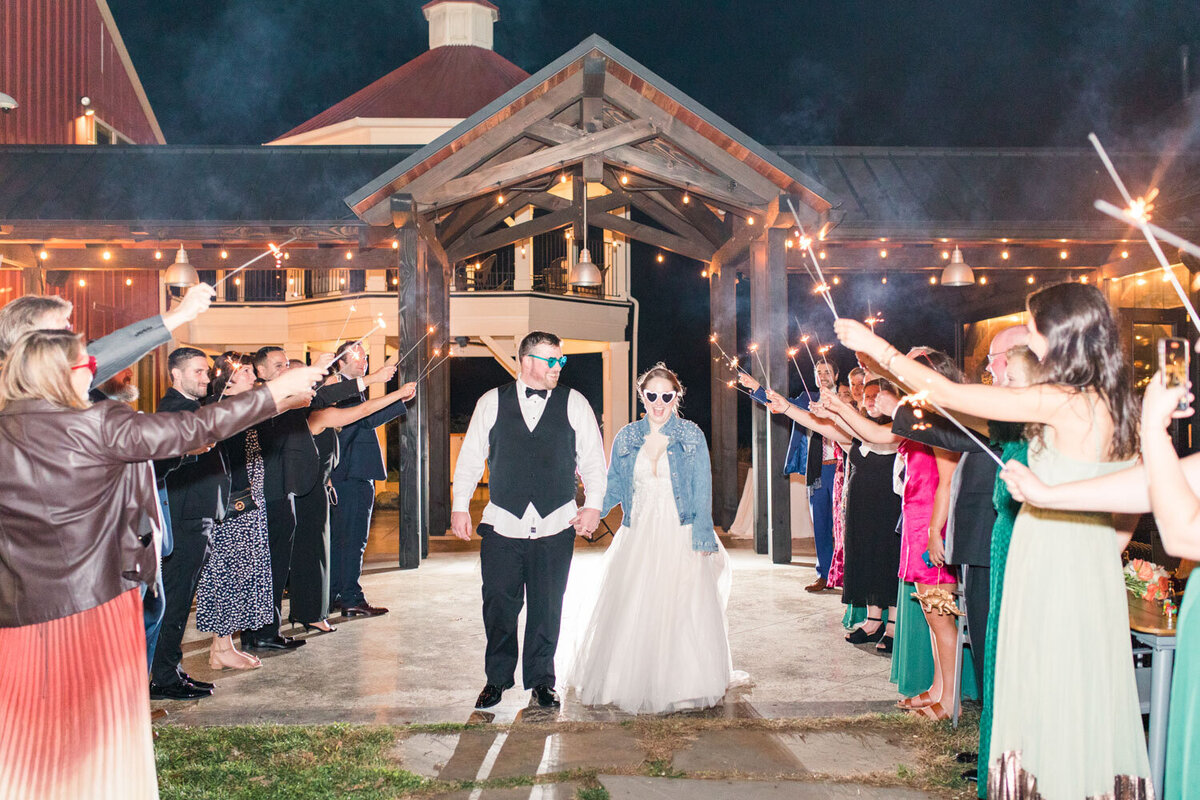 Bride and groom sparkly wedding exit