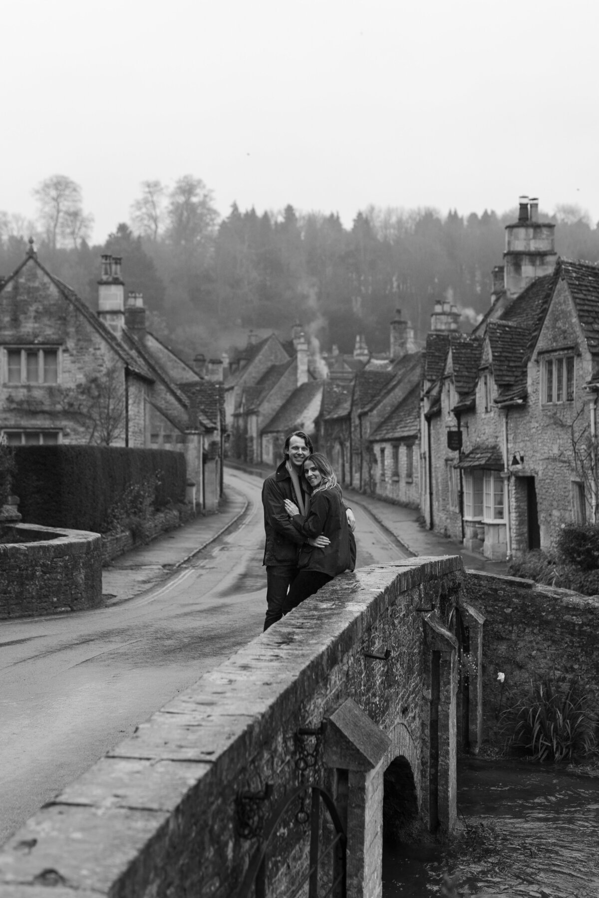Engagement portraits in Castle Combe, Cotswolds