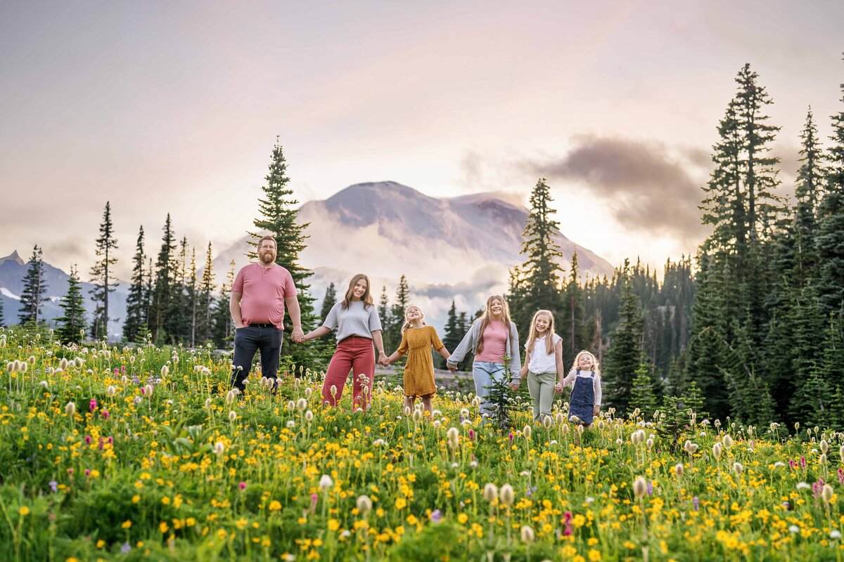 Mt Rainier Family Photographer Wildflower Sunset Mountain Lana Stewart Studios